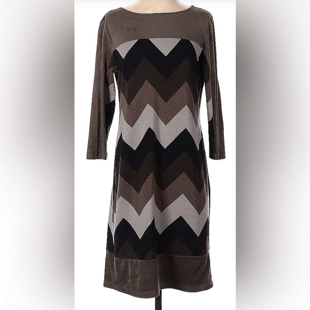 DressBarn chevron brown 3/4 sleeve dress